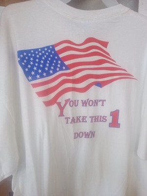 Men's USA Flag T Shirt You Won't  Take This 1 Down 100% Heavy Cotton Gildan 2XL