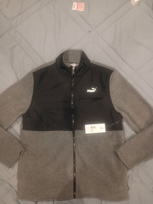 PUMA Men's Gray Black Zip Jacket Stand-Up Collar Zipped Pockets Size M