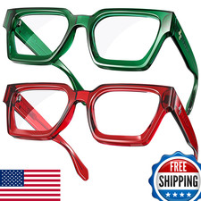 VISOONE 2-Pack Blue Light Blocking Glasses Rectangle Frame Chic Preppy Unisex