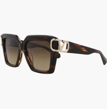 VALENTINO Brown/Gold 50mm SQUARE Polarized Sunglasses w/Case V-UNO VLS-107B