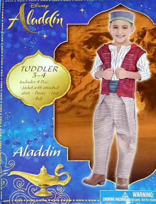 Toddler 3-4 Boys Halloween Costume Disney Aladdin 4 pc. Set New
