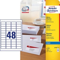 Avery Zweckform Inkjet Adress Etiketten 45,7 X 21,2 Mm Weiß 1.200 Etiketten