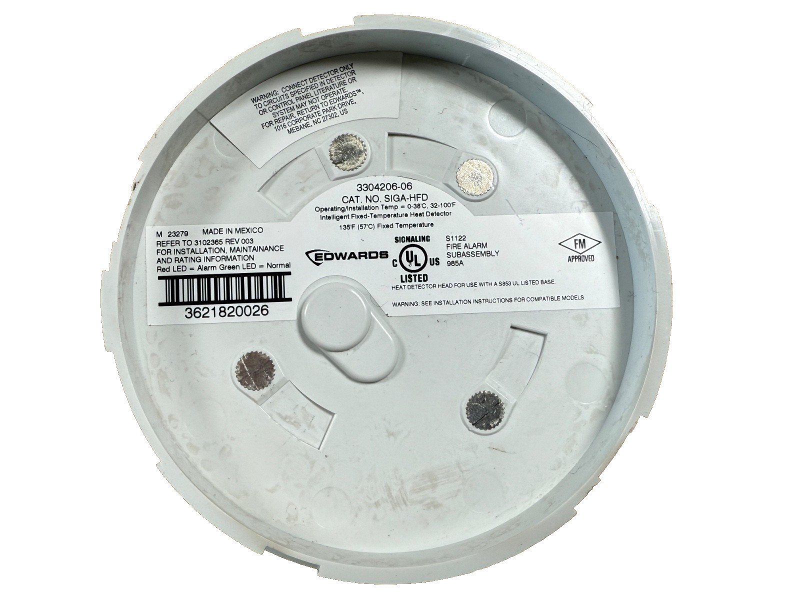 EST Edwards SIGA-HFD Fire Alarm Heat Detector + SIGA-S4B Base