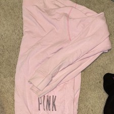 PINK Victoria's Secret Pink Solid Fleece Pullover Hoodie XS Logo Graphic
