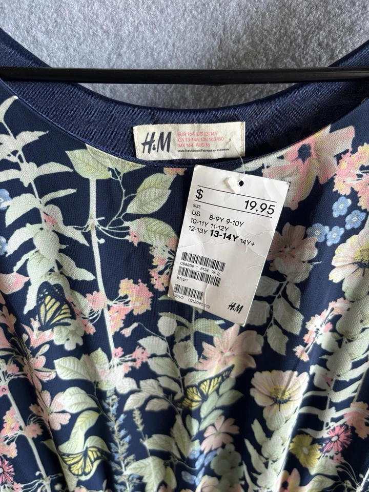 Vestido H&M Niña Juvenil Floral Acampanado Talla 13-14y Sin Mangas Multicolor NUEVO Foto 2 de 4