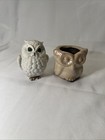 2 Vintage Owl. Ceramic planter & solid figure. Vase Retro 70s Flower pot candle  — photo 2