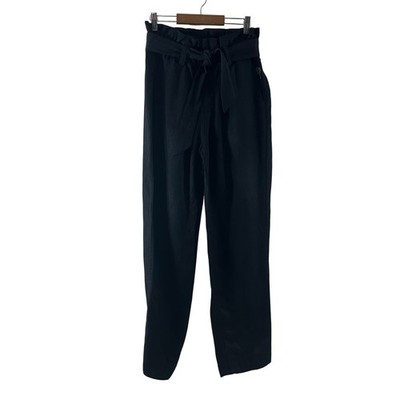 Scotch & Soda Womens Black Linen Blend Paperbag Waist Tie Pants 166144 XS