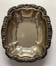 Antique French Silverplate Serving Bowl PAIN Mark Ornate Scroll Footed