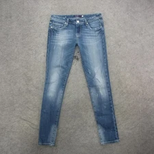Vigoss Jeans Womens 7/8 Blue Skinny Stretch Distressed Embroidered Pockets