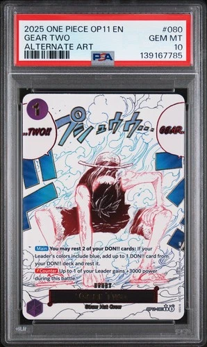 2025 One Piece Gear Two Alternate Art Event Rare OP11-080 PSA 10