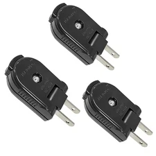 Extension Cord Replacement Male Power Plug, 2 Prong, 125V/10A, Non-Grounding,...
