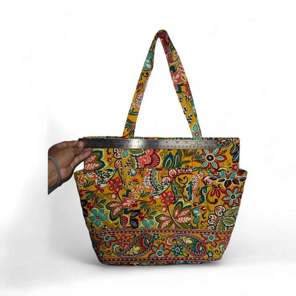 Vera Bradley Original Zip Tote Bag yellow Orange Provencal Quilted - Image 3 of 4