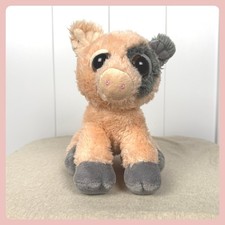 Aurora Plush Cow Stuffed Animal Peach Gray Big Eyes Spotted EUC Collectible Toy