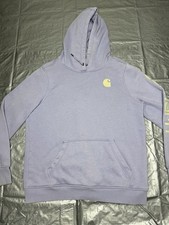 Carhartt Hoodie Womens Large Purple Clarksburg Logo Sleeve Graphic Pullover