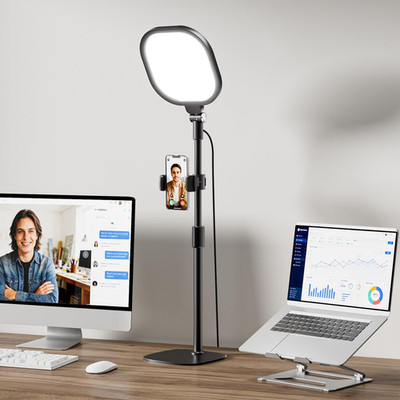 Video Conference Lighting for Zoom Meeting, Ring Light for Desk with Flexible St