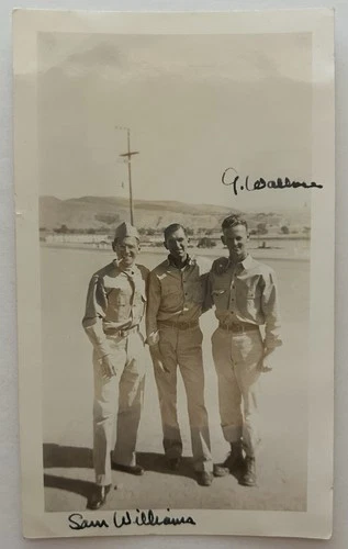 WW2 Era Photograph Group of Named Soldiers with Signatures Military Uniform Pipe