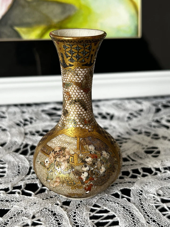 Ancien vase miniature Satsuma - Japon, peint à la main - Photo 2/4