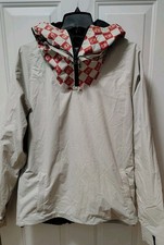 Airblaster Men's Pullover Snowboard Jacket Size M Gray Red Checkerboard Hood