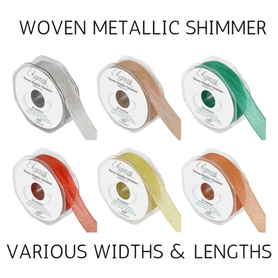Eleganza Sparkly Metallic Lame Ribbon Widths 3mm, 10mm, 15mm, 25mm, 38mm