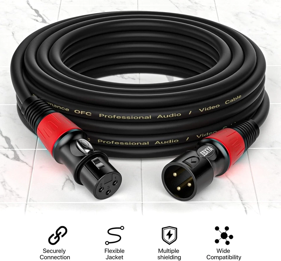 XLR Microphone Speaker Cables 3ft 4-Pack Balanced Shielded Connectors - Image 4 of 4
