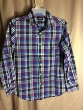 Chaps Men's Shirt Size Small S Blue Plaid Long Sleeve Button Down