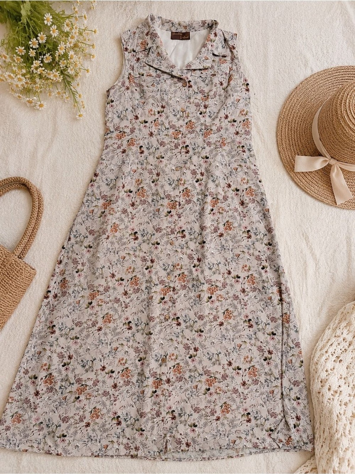 Floral Sleeveless Dress Cottagecore