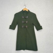 Take Out Olive Green Toggle Zip Front Knit Cardigan Dress Medium