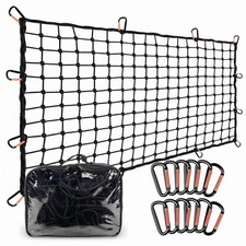 4' x 6' Cargo Net Stretches to 8'x12' with 12 Metal Carabiners  4" x 4" Me...