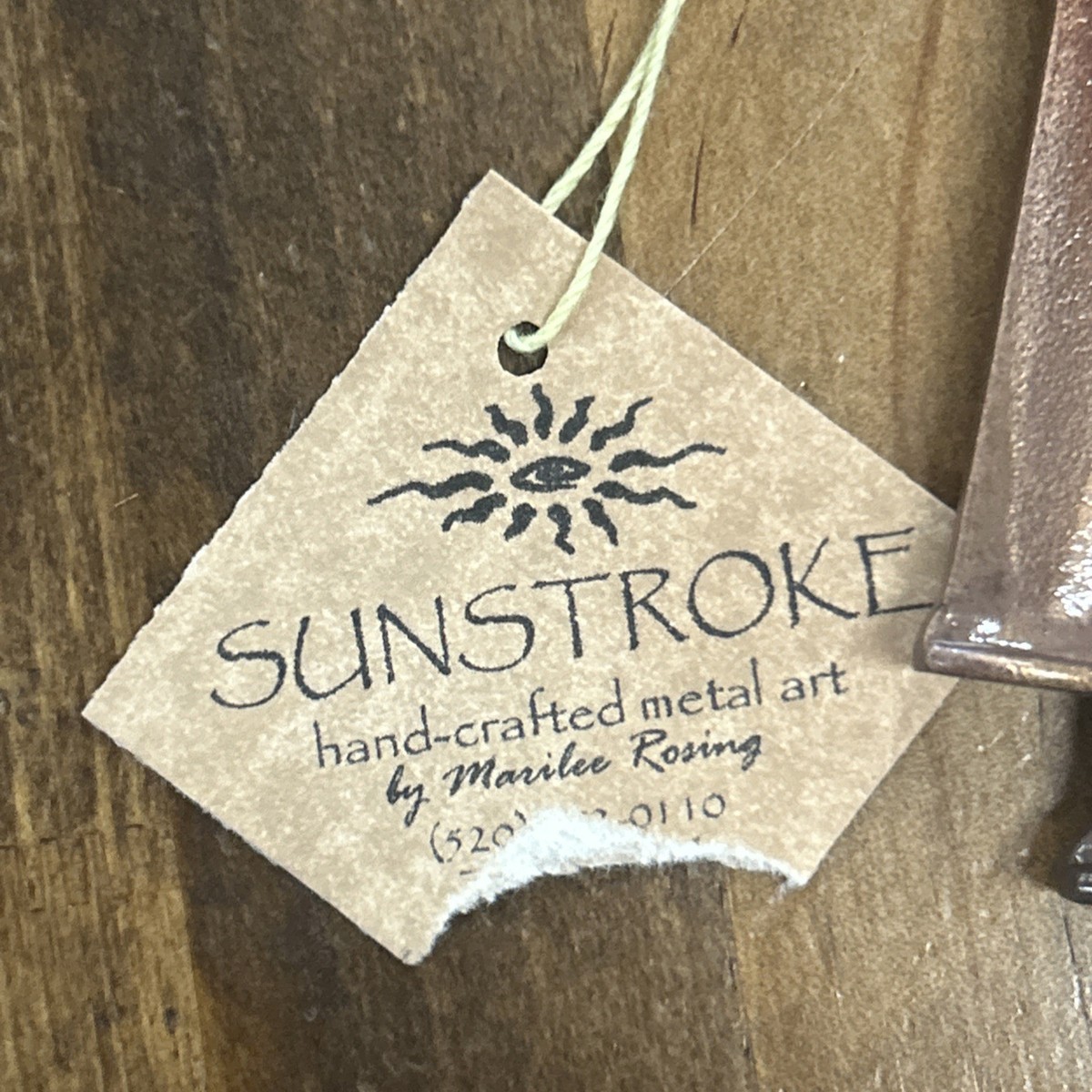 Sunstroke Hand- Crafted Metal Art Copper Railroad Spike Cross By