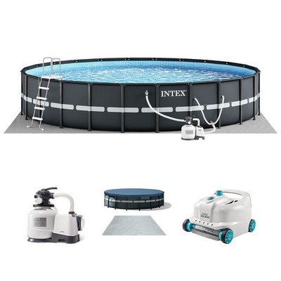 Intex Ultra XTR 18' x 52'' Above Ground Outdoor Pool Set with Pump & Robot Vacuum