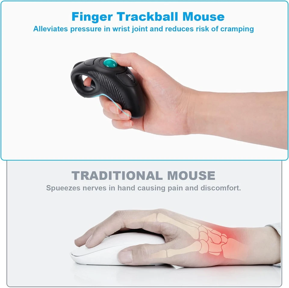 New USB Wireless PC Laptop Finger HandHeld Trackball Mouse Mice w/ Laser Pointer - Image 4 of 4