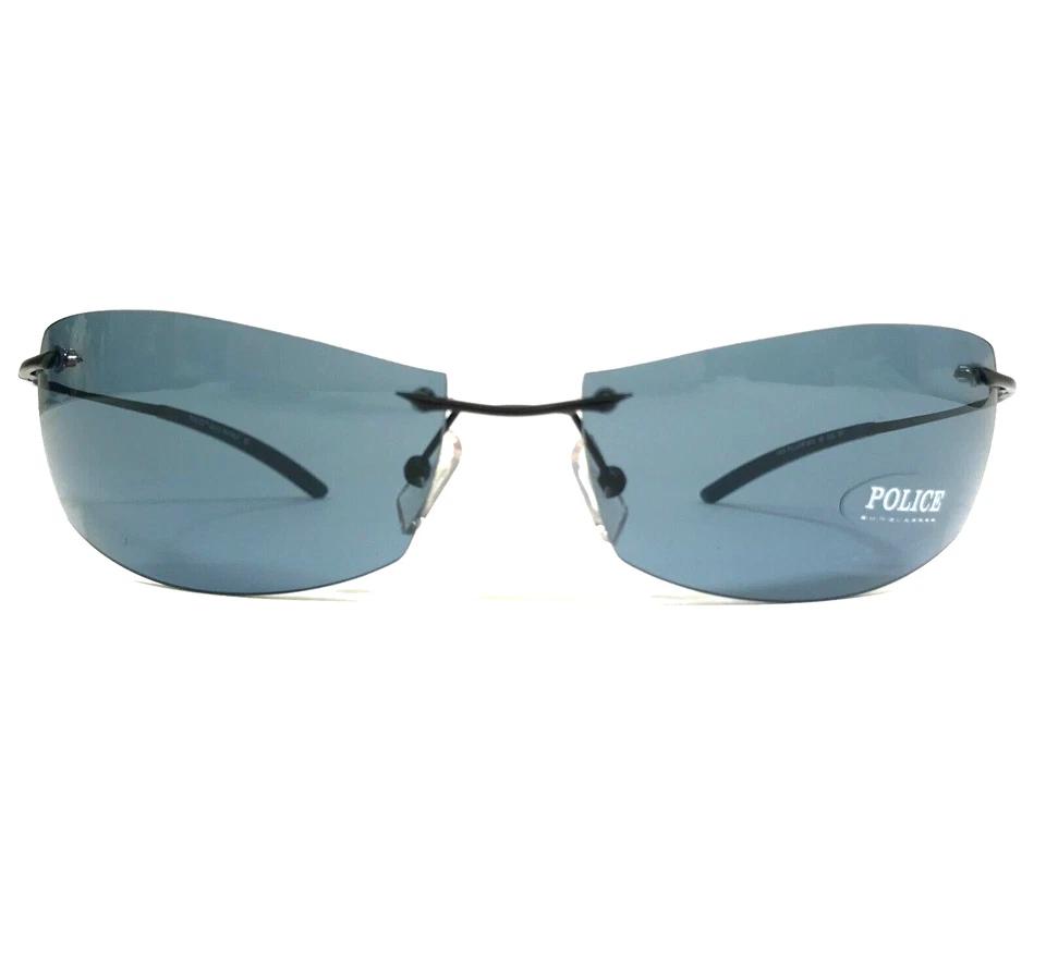 Police Sunglasses MOD.2672 COL.531 Black Rimless Wrap w Blue Lenses 66-17-130 - Image 2 of 4