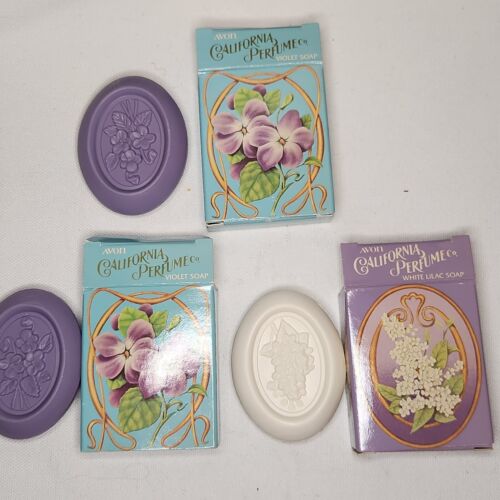 Vintage 1984 Avon California Perfume Co Violet & Lilac Soap Purple Lot of 3 New