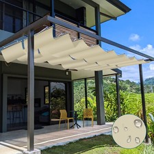 Waterproof Retractable Pergola Canopy Cover Roman Wave Sail Outdoor Yard Patio
