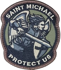 ST MICHAEL PROTECT US MODERN MILSPEC MONKEY MSM TACTICAL ARMY FOREST HOOK PATCH