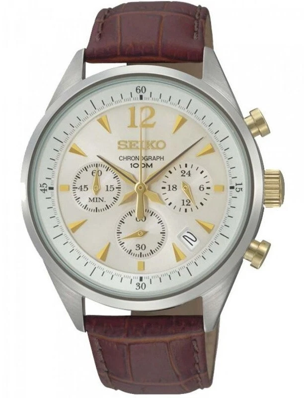 Seiko chronograph top 100m leather