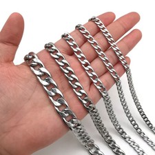 Stainless Steel Necklace Curb Link Chain Cuban Chain 2.2/3/4/5/6/7/8/9/10/11.5mm