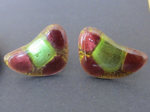 A Gagnon Copper Enamel Brooch Pendant and Earrings Artist Signed Vintage Quebec - Picture 7 of 13