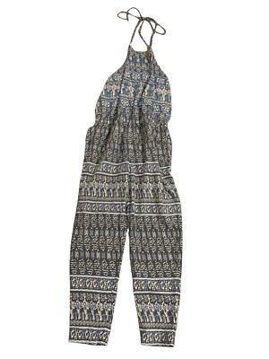 Zara Womens Gray Blue White Beaded Bohemian Tank Long