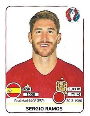 No. 355 Sergio Ramos Spain Sticker Figure - Euro 2016 Panini