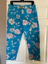 Vintage Emilio Pucci Belted Floral Blue/Pink Trousers XS/S vtg sz 12 modern 2/4