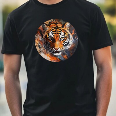 T-Shirt Herren Tiger Portrait Motiv Baumwolle Größe XS bis 5XL
