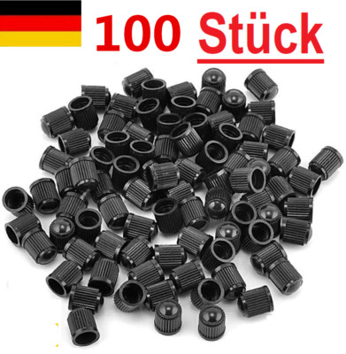 100x Schwarz Ventilkappen Auto Ventil Kappen Fahrrad Moped Motorrad Kunststoff