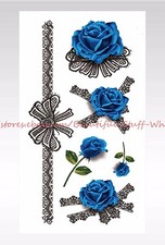 rose black blue lace temporary tattoo Body Makeup