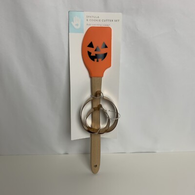 Halloween Spatula Cookie Cutter Set Pumpkin Vivitar NWOT Kitchen Orange