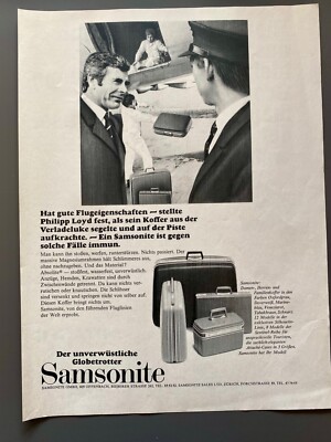 Samsonite Globetrotter Koffer retro 60s Original 1968 Vintage Advert Werbung