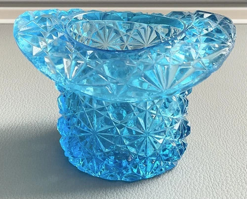 Fenton Top Hat 2.5” H Daisy Button Colonial Blue. Vase, Votive, Toothpick Holder