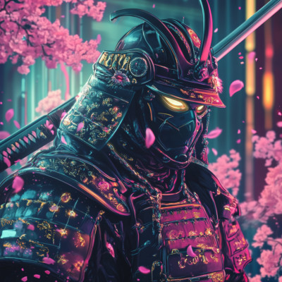 Wandtattoo Aufkleber Samurai Cyberpunk Wandaufkleber