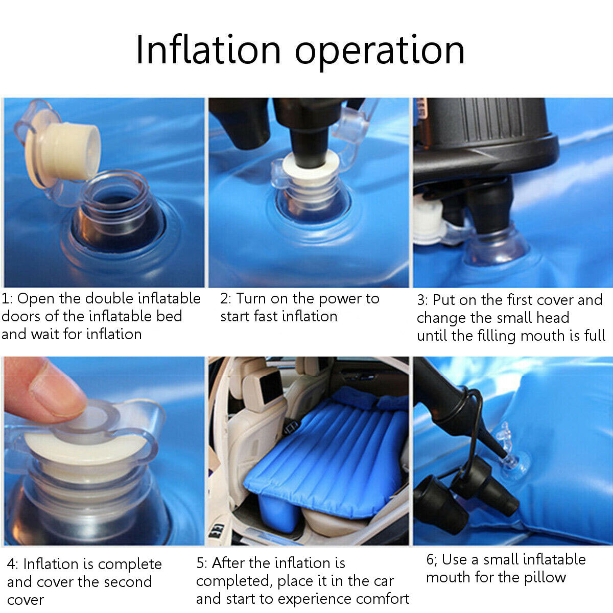 Inflatable Car Double Air Bed Car Boot Rear Rest Mattress Travel