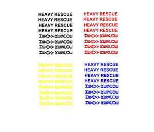 8  X heavy rescue large WATERSLIDE DECAL choice of colours IDEAL FOR  CODE 3s